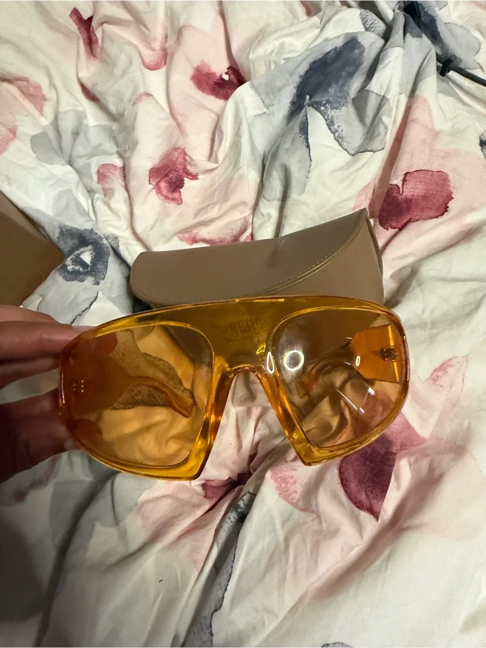 Burberry Amber-Tinted Shield Sunglasses with Tan Case